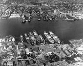Aerial view of Gibbs Corporation shipyard - Jacksonville, Florida.