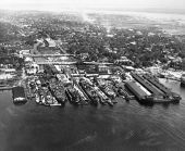Aerial view of Merrill-Stevens Dry Dock and Repair shipyard - Jacksonville, Florida.
