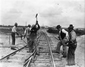 Laying railroad track for airport construction in Jacksonville.