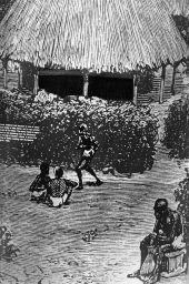 Drawing of West African dwellings similar to those at the Fort Mose Site
