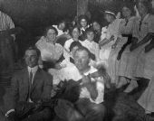 William Edwin Van Brunt playing guitar for an evening sing-along - Lanark Village, Florida