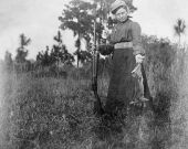 Mrs. E. Morton with rabbit - Leesburg, Florida