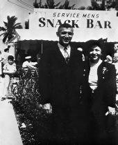 Carl and Esther Weinkle near the Service Men's Snack Bar - Lemon City, Florida.