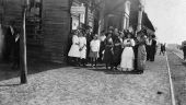 People congregating at the old railroad depot - Macclenny, Florida.