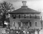 Marianna high school with students in front
