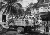 Children caroling on Christmas eve in Miami.