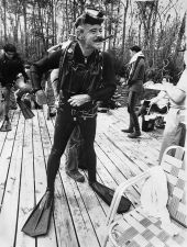 Jack Lemmon at Wakulla Springs during filming of Airport 77'