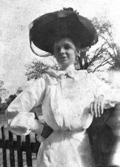 Eula Bates standing in front of Bates home - Mt. Pleasant, Florida