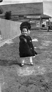 Agnes Parramore in front of Booth's store.