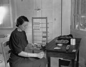 Preparation of thread for weaving at the WPA's Camp Roosevelt - Ocala, Florida.