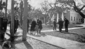 John D. Rockefeller giving dimes to Charles and Bob Bloyd - Ormond Beach, Fla..