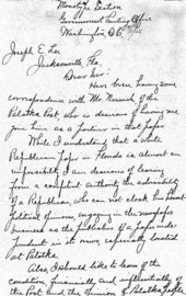 Letter - Washington, D.C., to Joseph E. Lee of Palatka, Fla., 1915 July 1