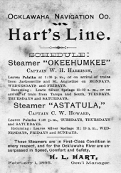 Advertising card for the Hart Line ships - Palatka, Florida