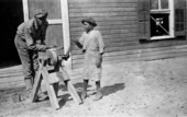 Wade Sloan "Feets" and helper sharpening tools at Tall Timbers - Tallahassee, Florida