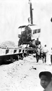 Construction of the line between Monticello and Perry, Florida.