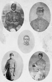 Portraits of five soldiers of the 54th Regiment, Massachusetts Volunteers