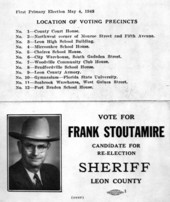 Sheriff Frank Stoutamire reelection card.