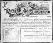 Second grade teacher certificate for Mae Stoutamire (later Hawes).