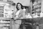 Ruth Kasdin in one of the Kasdin drugstores.