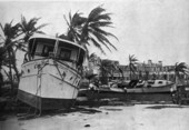 Pleasure craft cast ashore by the hurricane.