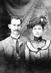 James Orson Fleece and his wife Carrie Julia Leavel Fleece.