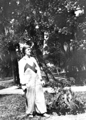 Mrs. Lancelot in her garden - Holly Hill, Florida