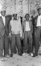 Jimmy Reid and friends in zoot suits with jive chains - Tallahassee, Florida.