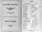 Menu from the Busy Bee Cafe, Inc. - Tallahassee, Florida