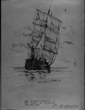 Square rigger in the Gulf Stream, drawn by Philip Ayers Sawyer