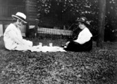 Virginia Ahern and a friend having tea - Babson Park, Florida