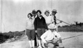 Bessie Roth Hill (center in dark sweater) with friends - Tamiami Trail, Florida