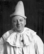 Unidentified man in clown costume