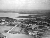 Aerial view of a section of the city between two lakes - Leesburg, Florida