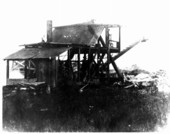 Steam powered excavator moving overburden on Captain Neal's place - Newberry, Florida