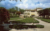View showing gardens and Villa Vizcaya at 3251 S. Miami Ave. in Miami, Florida.