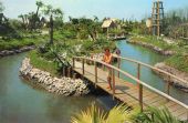 Woman on a bridge at Tiki Gardens in Indian Rocks Beach.