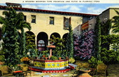 A Spanish Moorish type fountain and patio in Florida