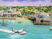 Watercolor by David Harrison Wright of the Pier House Resort and Caribbean Spa at 1 Duval St. in Key West.