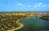 Aerial view of Bayshore Boulevard along beautiful Tampa Bay.