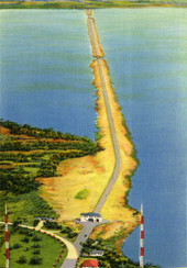 Aerial view of Davis Causeway between Clearwater and Tampa.