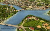 Aerial view looking north toward the mouth of the Hillsborough River in Tampa.