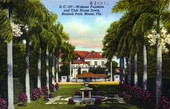 Widener Fountain and club house lawn - Hialeah Park, Miami, Florida
