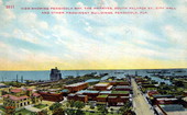 View showing Pensacola Bay, the wharves, South Palafox Street, city hall and other prominent buildings - Pensacola, Florida.
