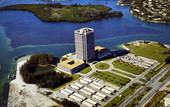 Aerial view of Plymouth Harbor.