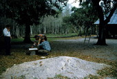 Men studying mound