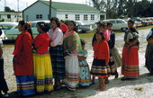 Seminole Indians on a line at the Dania Seminole Indian Reservation