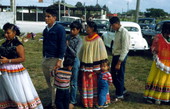 Seminole Indians on line at the Dania Seminole Indian Reservation