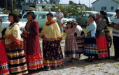 Seminole Indian women on a line at the Dania Seminole Indian Reservation