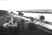 Scenic bird's eye view from the New Smyrna Hotel of boulevard alongside the Indian River - New Smyrna, Florida