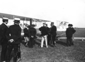 Preparation for Lloyd C. Griscom's aeroplane ascent with Wilbur Wright.